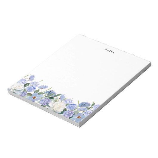 Personalisierte Wasserfarbe Blaue Hydrangeas Notizblock (Rotiert)