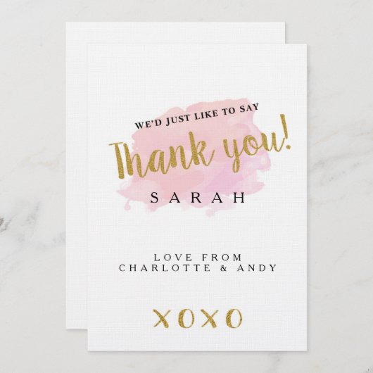Personalisierte Wasserfarbe Dankeschön Karte (Vorne/Hinten)