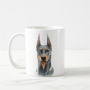 Personalisierte Wasserfarbe Doberman Kaffeetasse