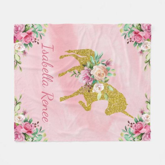 Personalisierte Wasserfarbe Einhorn Fleecedecke (Vorderseite (Horizontal))