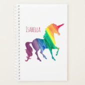 Personalisierte Wasserfarbe Einhorn Trendy Beautif Planer (Vorderseite)