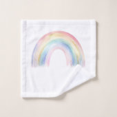 Personalisierte Wasserfarbe Elephant Regenbogen Badhandtuch Set (Waschlappen)