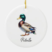Personalisierte Wasserfarbe Ente Stockente Keramik Ornament (Hinten)