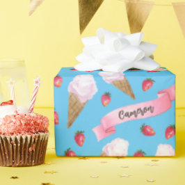 Personalisierte Wasserfarbe Erdbeere Ice Geschenkpapier