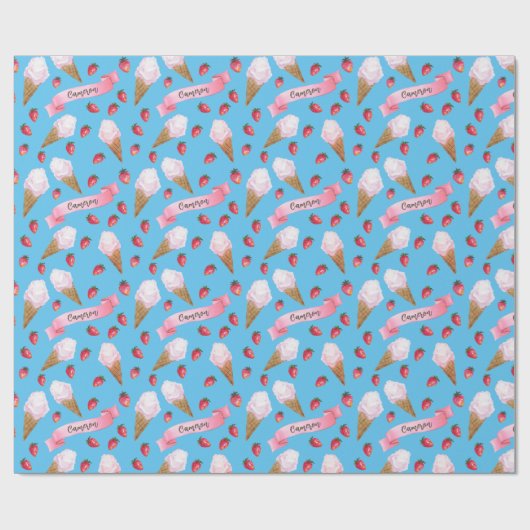 Personalisierte Wasserfarbe Erdbeere Ice Geschenkpapier (Flach)