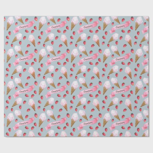 Personalisierte Wasserfarbe Erdbeere Ice Geschenkpapier (Flach)