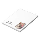 Personalisierte Wasserfarbe Floral Boho Katze Notizblock (Rotiert)
