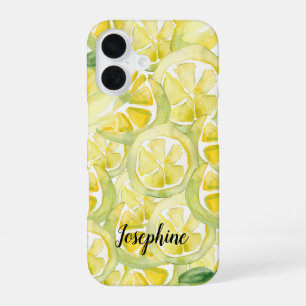 Personalisierte Wasserfarbe Frische gelbe Zitronen iPhone 16 Hülle