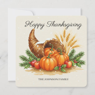 Personalisierte Wasserfarbe Füllhorn Thanksgiving Karte