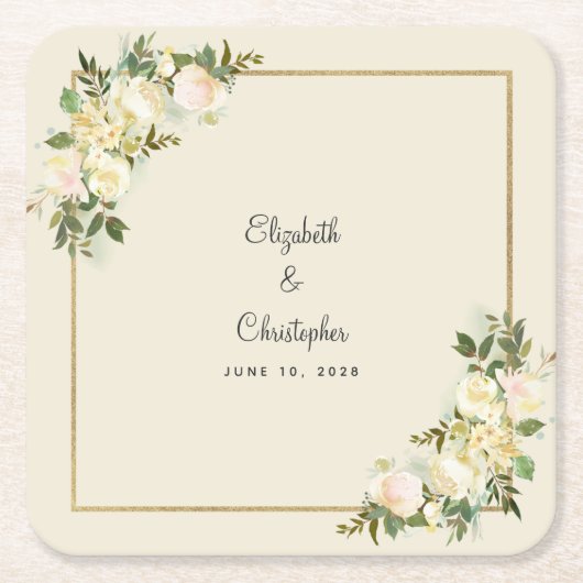 Personalisierte Wasserfarbe für Hochzeiten | Elega Rechteckiger Pappuntersetzer (Vorderseite)