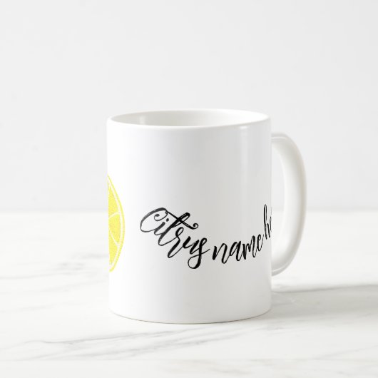 Personalisierte Wasserfarbe Gelbe Zitrone Kaffeetasse (VorderseiteRechts)