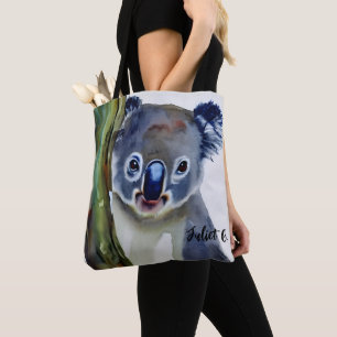 Personalisierte Wasserfarbe Grau Koala Tasche