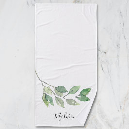 Personalisierte Wasserfarbe Greenery Badehandtuch
