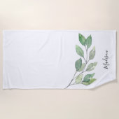 Personalisierte Wasserfarbe Grün Strandtuch (Vorderseite)