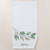 Personalisierte Wasserfarbe Grün Strandtuch (Vorderseite)