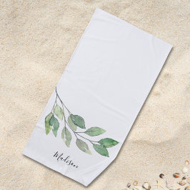 Personalisierte Wasserfarbe Grün Strandtuch