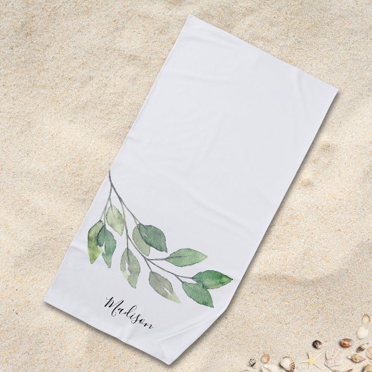 Personalisierte Wasserfarbe Grün Strandtuch