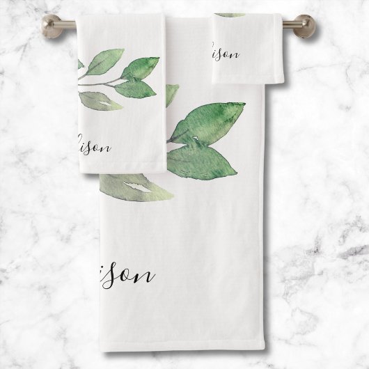 Personalisierte Wasserfarbe Grünzeug  Badhandtuch Set
