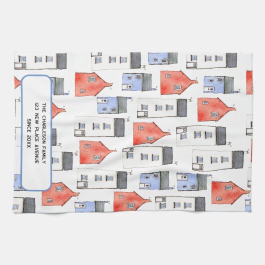 Personalisierte Wasserfarbe House Geschirrtuch (Horizontal)