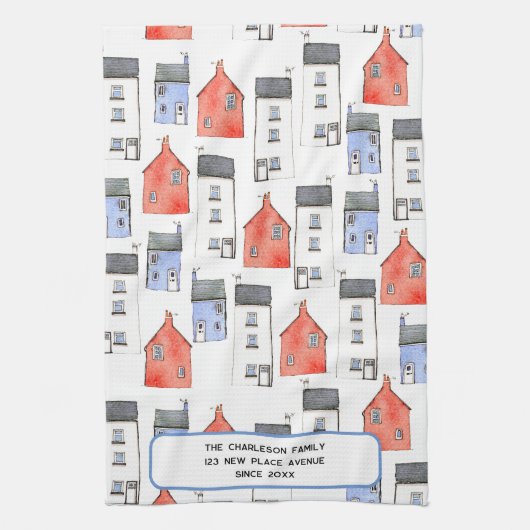 Personalisierte Wasserfarbe House Geschirrtuch (Vertikal)