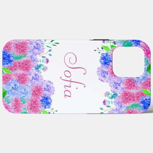 Personalisierte Wasserfarbe Hydrangea Case-Mate iPhone Hülle (Rückseite (Horizontal))