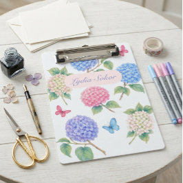 Personalisierte Wasserfarbe Hydrangea Floral Mini Klemmbrett