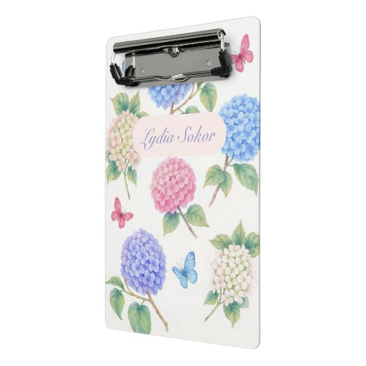 Personalisierte Wasserfarbe Hydrangea Floral Mini Klemmbrett (Gewinkelt2)