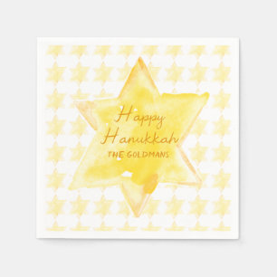 Personalisierte Wasserfarbe Jüdische Star Hanukkah Serviette