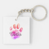 Personalisierte Wasserfarbe Katze und Blume Schlüsselanhänger (Rückseite)