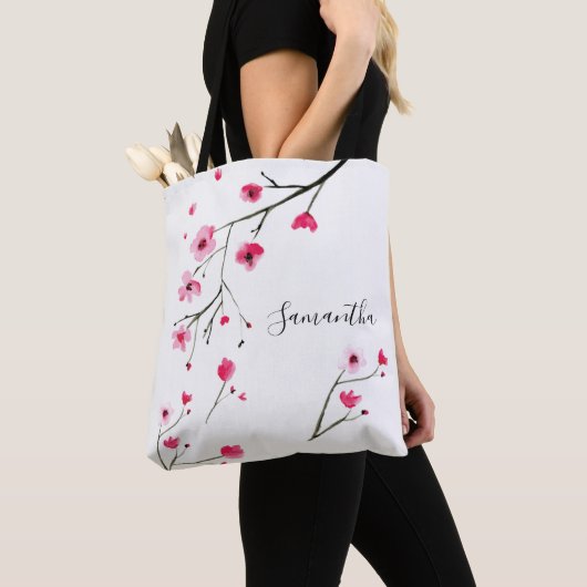 Personalisierte Wasserfarbe Kirschblossom Tasche (Von Nahem)
