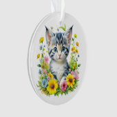 Personalisierte Wasserfarbe Kitten Blume Weihnacht Ornament (Vorderseite)