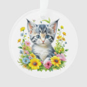 Personalisierte Wasserfarbe Kitten Blume Weihnacht Ornament (Vorderseite)