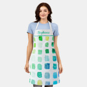 Personalisierte Wasserfarbe Künstlergrün Türkis Schürze (Getragen)