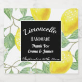 Personalisierte Wasserfarbe Lemon Leafs Schwarz Alkoholflaschenetikett (Einzelnes Label)