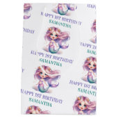 Personalisierte Wasserfarbe lila aquamarine Meerju Mittlere Geschenktüte (Rückseite)