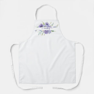 Personalisierte Wasserfarbe lila floral  Schürze