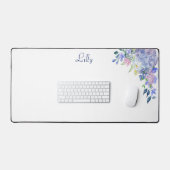 Personalisierte Wasserfarbe Lila Hydrangeas Schreibtischunterlage (Tastatur & Maus)
