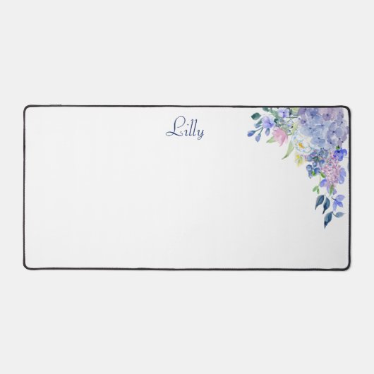 Personalisierte Wasserfarbe Lila Hydrangeas Schreibtischunterlage (Vorderseite)