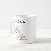 Personalisierte Wasserfarbe Magnolia Kaffee Tasse (Vorderseite Links)