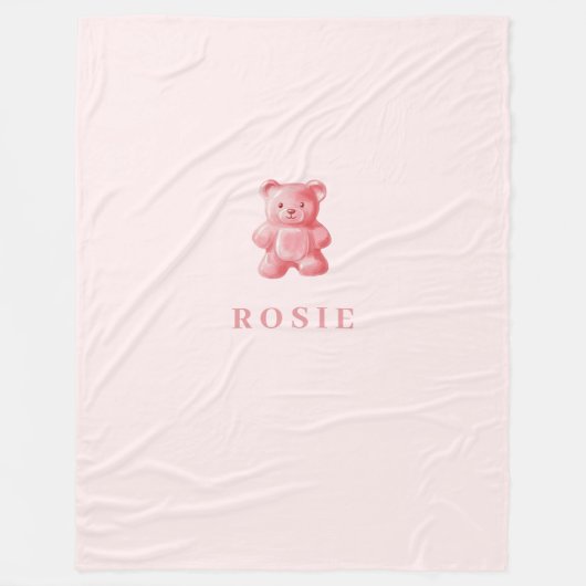 Personalisierte Wasserfarbe Niedlich rosa Gummibär Fleecedecke (Vorderseite)