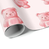 Personalisierte Wasserfarbe Niedlich rosa Gummibär Geschenkpapier (Rolleneckpunkt)