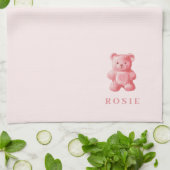 Personalisierte Wasserfarbe Niedlich rosa Gummibär Geschirrtuch (Gefaltet)