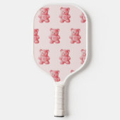 Personalisierte Wasserfarbe Niedlich rosa Gummibär Pickleball Schläger (Rückseite)