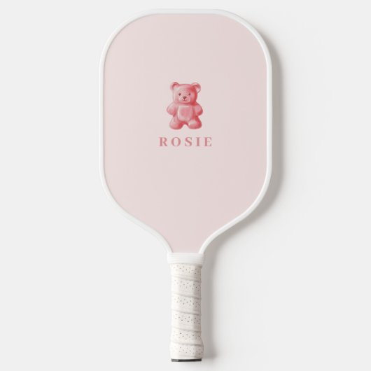 Personalisierte Wasserfarbe Niedlich rosa Gummibär Pickleball Schläger (Vorderseite)