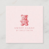 Personalisierte Wasserfarbe Niedlich rosa Gummibär Quadratische Visitenkarte (Vorderseite)