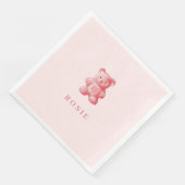 Personalisierte Wasserfarbe Niedlich rosa Gummibär Serviette (Ecke)