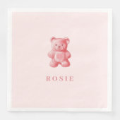 Personalisierte Wasserfarbe Niedlich rosa Gummibär Serviette (Vorderseite)