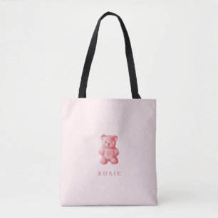 Personalisierte Wasserfarbe Niedlich rosa Gummibär Tasche