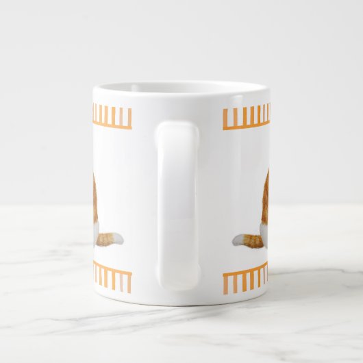 Personalisierte Wasserfarbe Orangefarbene Katze mi Jumbo-Tasse (Rückseite)