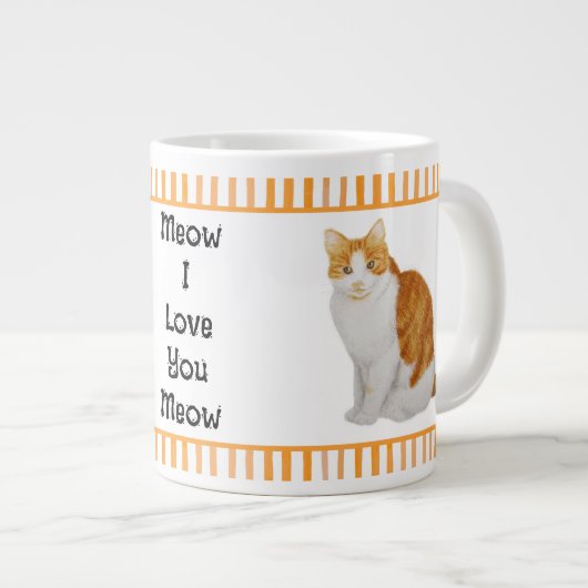 Personalisierte Wasserfarbe Orangefarbene Katze mi Jumbo-Tasse (Vorderseite Rechts)